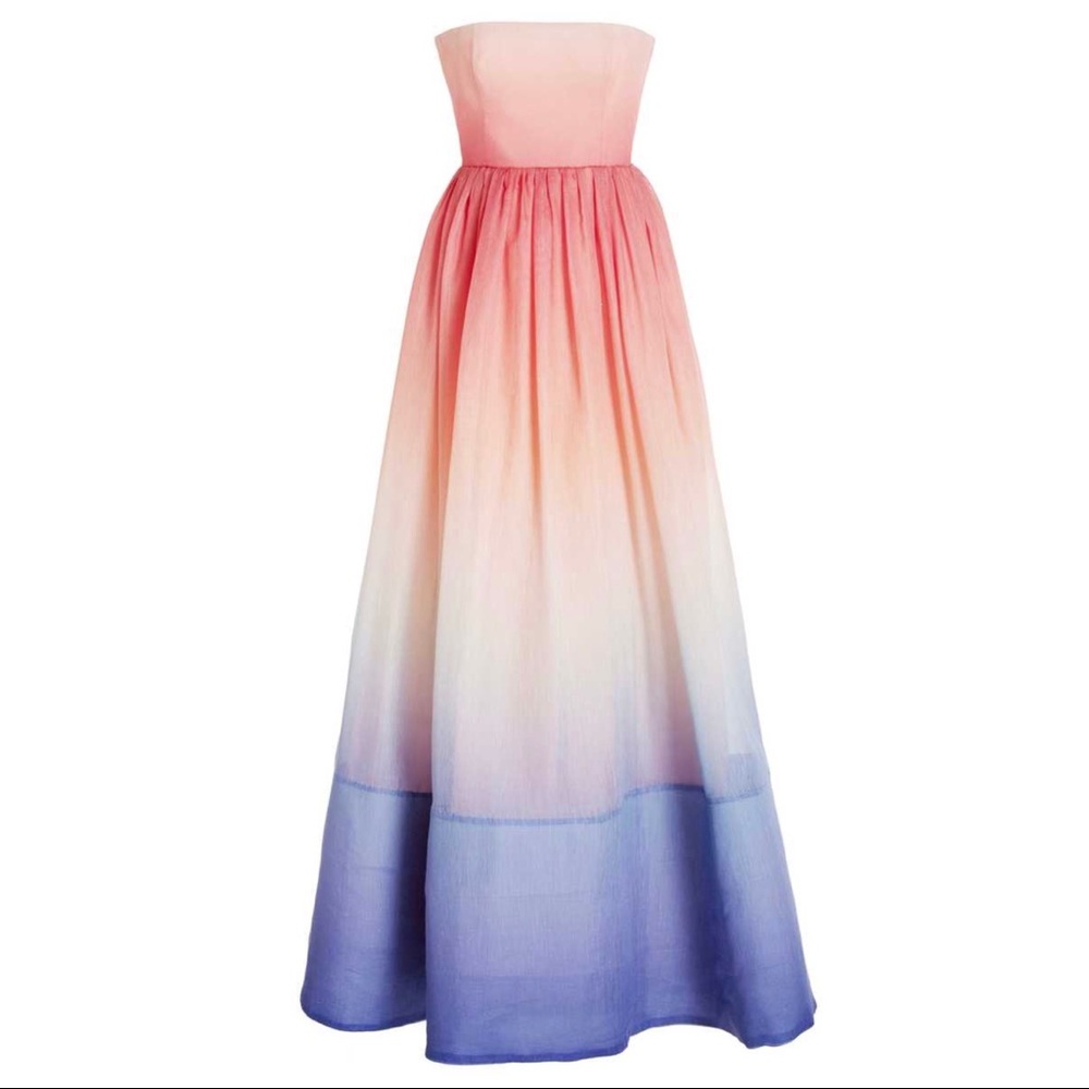 Zimmermann
Postcard Ombre Linen-Silk Strapless Maxi Dress